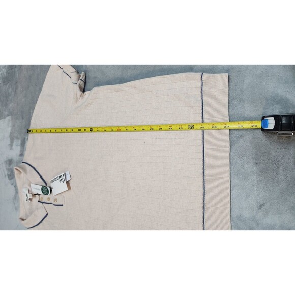 The Commons Men's XXL Light Pink Ribbed Contrast Stitch Sweater Polo Shirt NWT - Picture 9 of 11